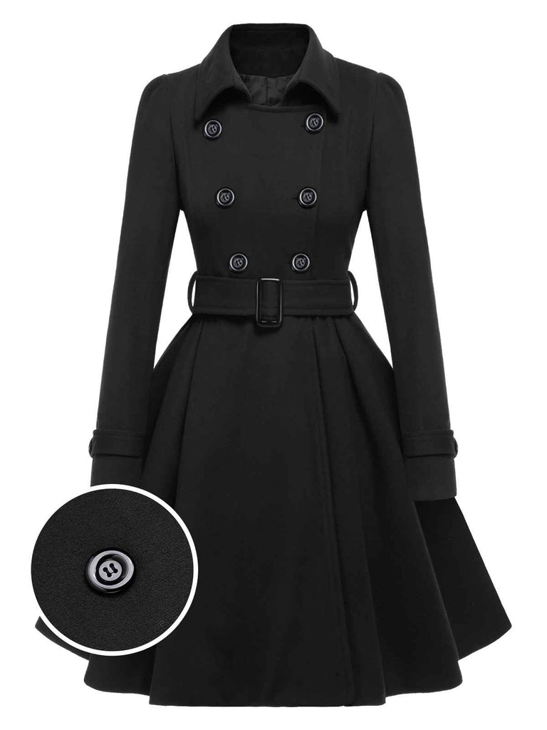 Cappotto aderente con revers in tinta unita marrone anni '50