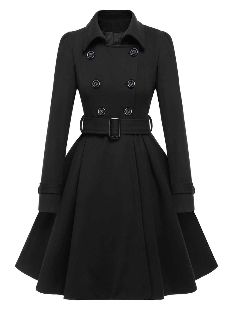 Cappotto aderente con revers in tinta unita marrone anni '50