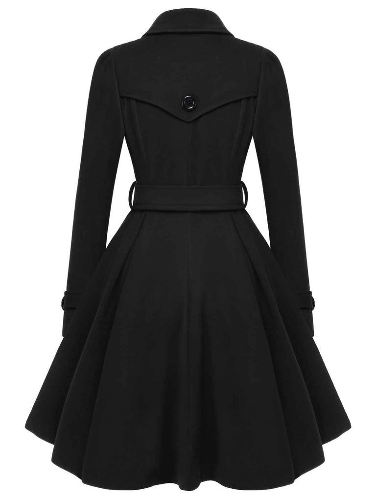 Cappotto aderente con revers in tinta unita marrone anni '50