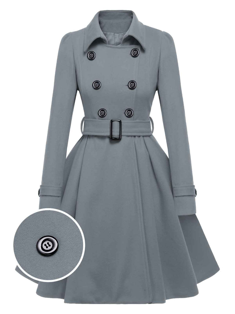 Cappotto aderente con revers in tinta unita marrone anni '50