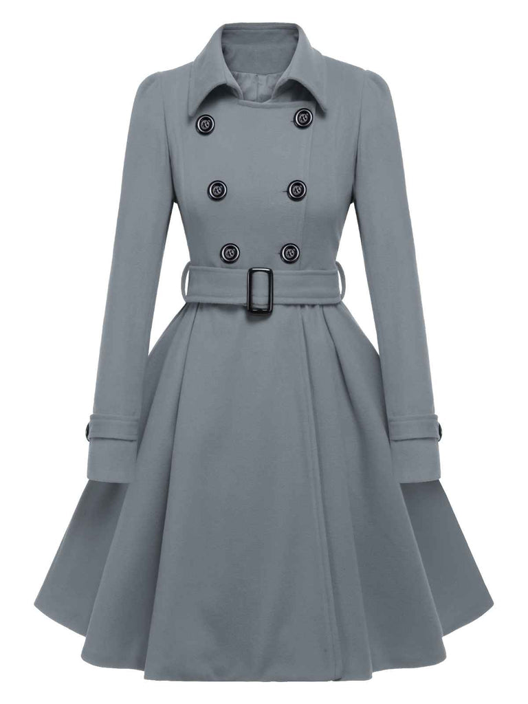 Cappotto aderente con revers in tinta unita marrone anni '50