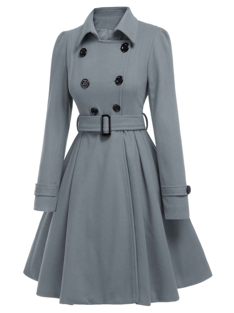 Cappotto aderente con revers in tinta unita marrone anni '50
