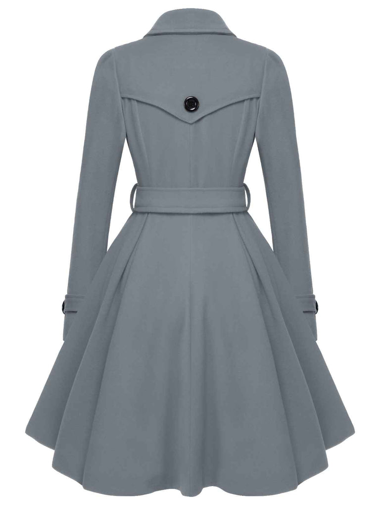 Cappotto aderente con revers in tinta unita marrone anni '50