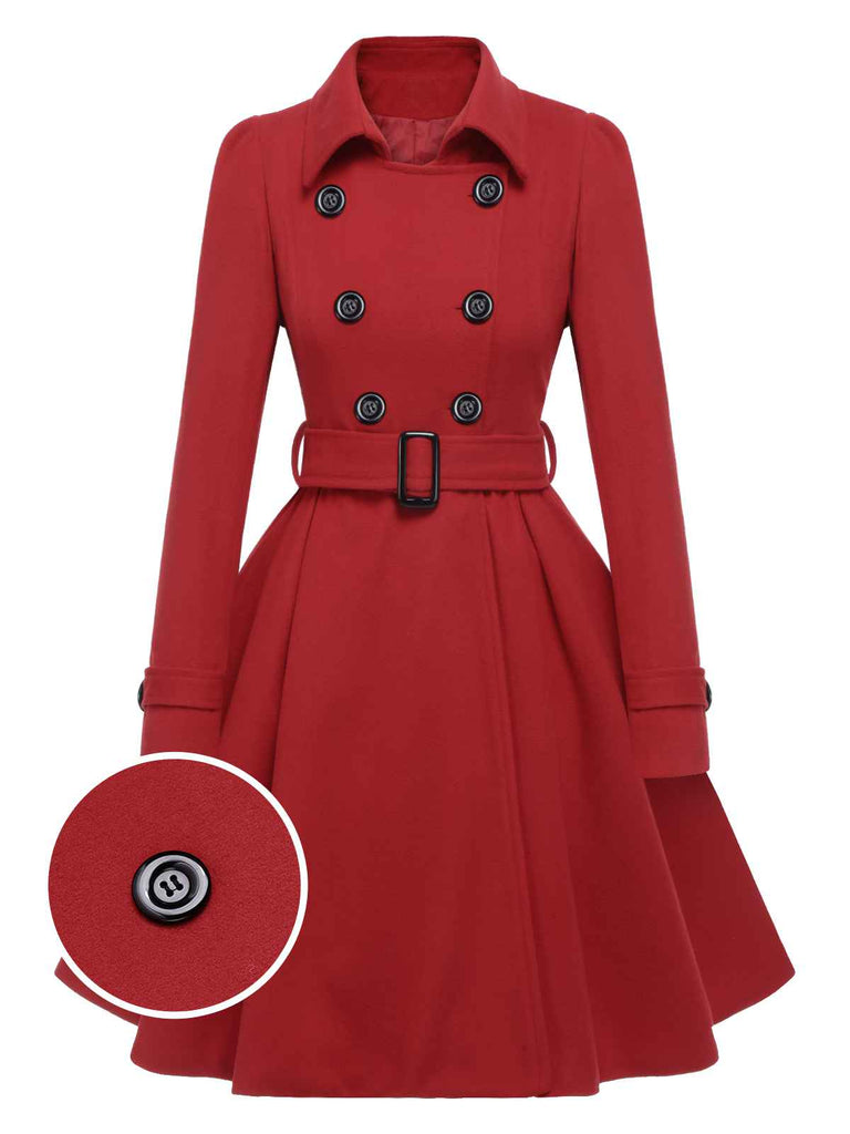 Cappotto aderente con revers in tinta unita marrone anni '50
