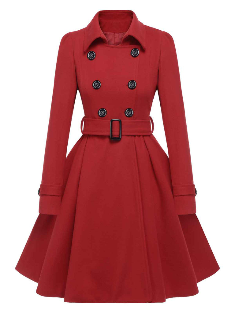 Cappotto aderente con revers in tinta unita marrone anni '50
