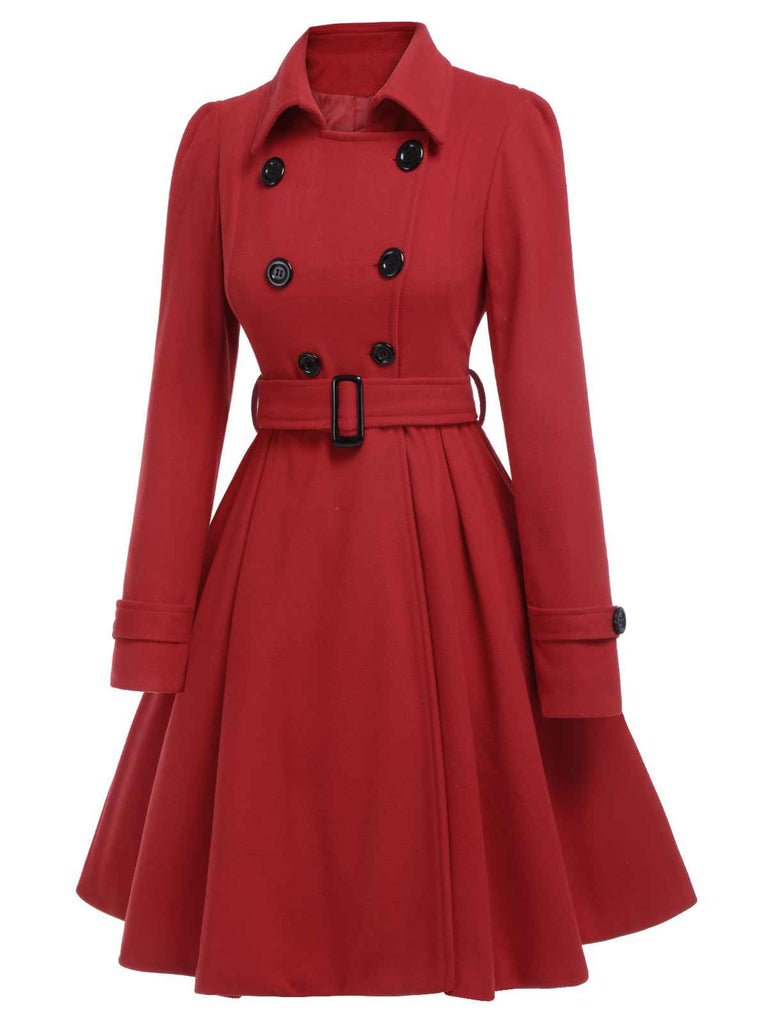 Cappotto aderente con revers in tinta unita marrone anni '50