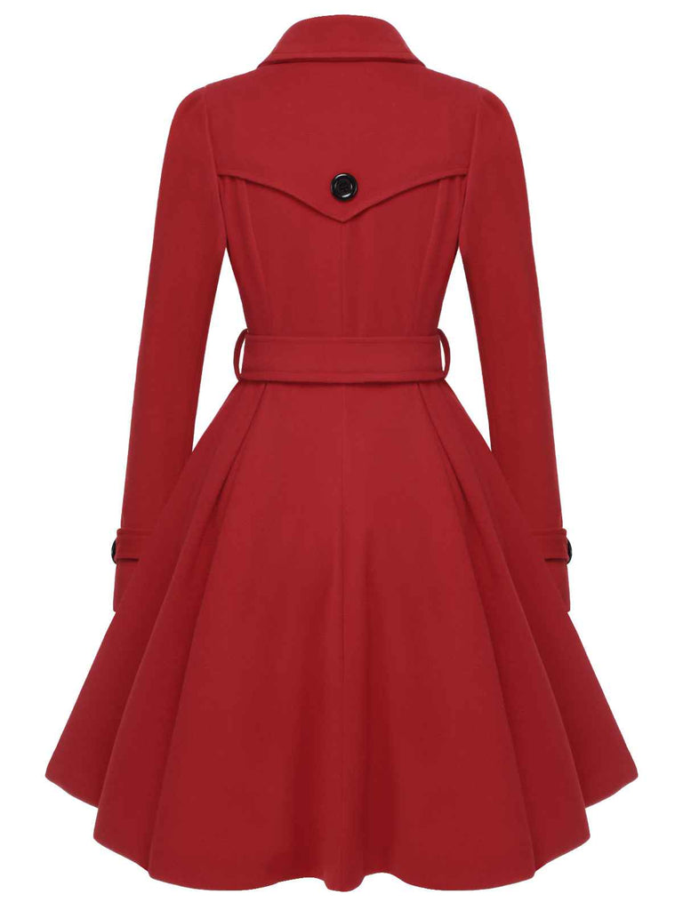 Cappotto aderente con revers in tinta unita marrone anni '50