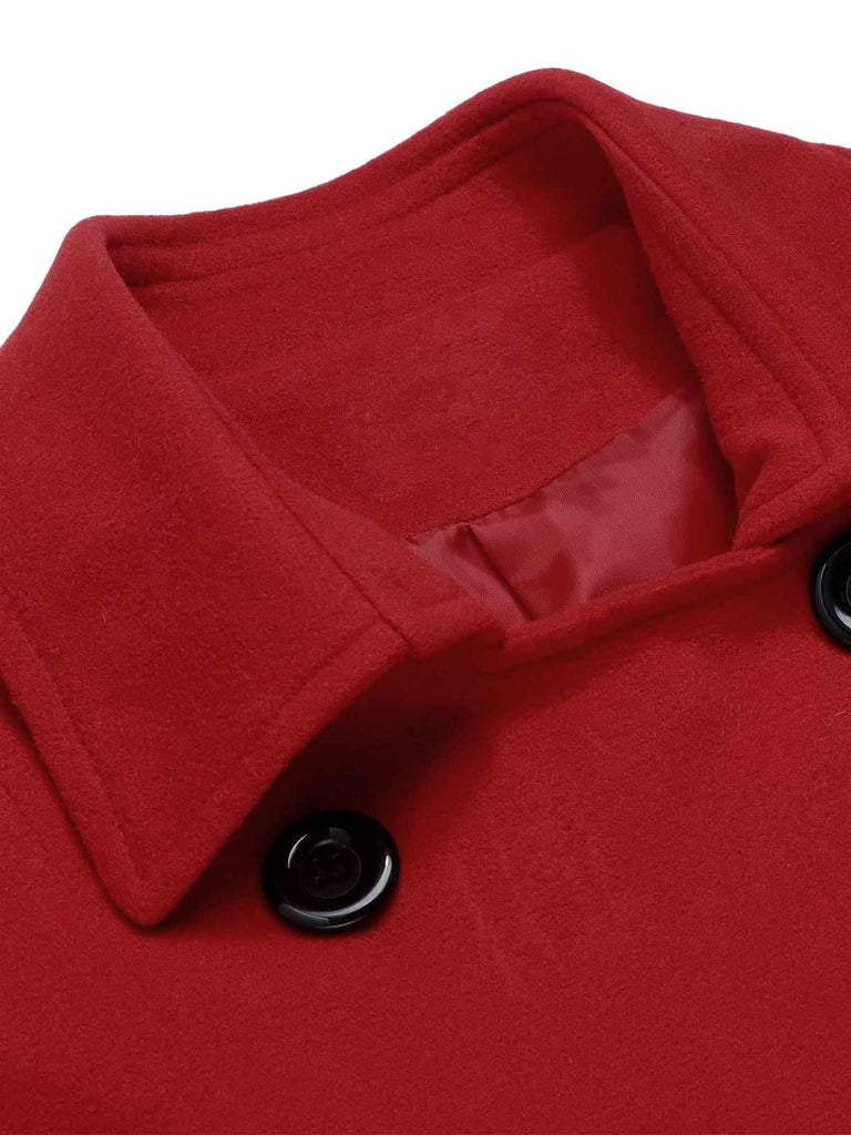 Cappotto aderente con revers in tinta unita marrone anni '50