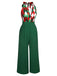 Tuta lunga in pizzo patchwork quadri natalizio verde anni '30