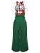 Tuta lunga in pizzo patchwork quadri natalizio verde anni '30