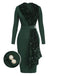 Abito glitterato con cintura e patchwork verde anni '60