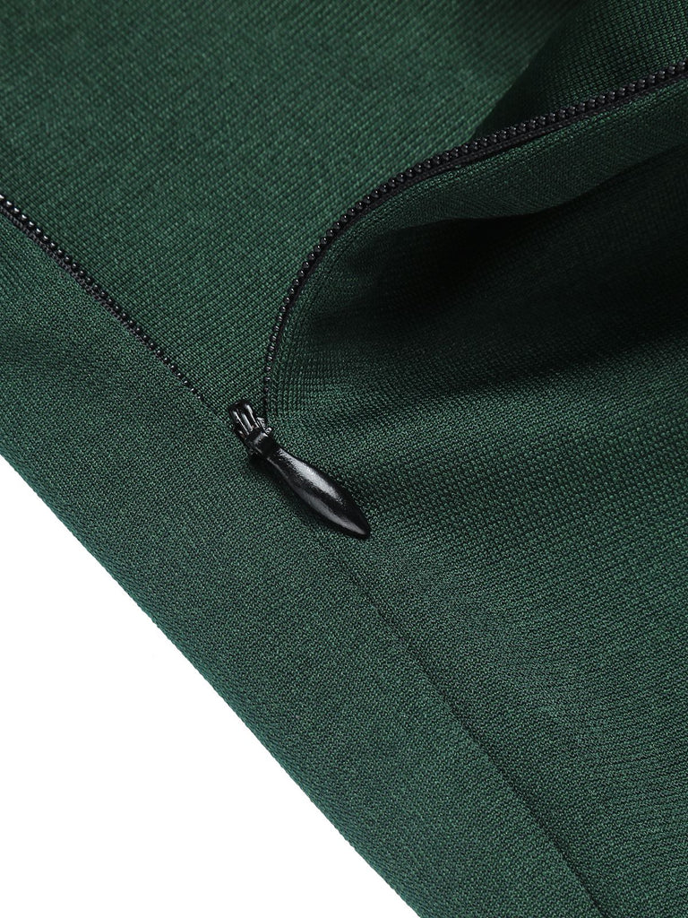 Abito glitterato con cintura e patchwork verde anni '60