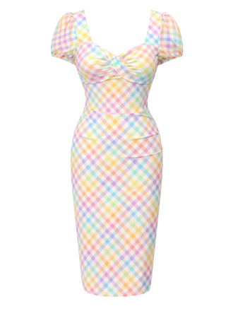 [Prevendita] Abito maniche a sbuffo scollo quadrato a pois arcobaleno anni '60