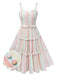 Abito a righe spalline sottili multicolore anni '50