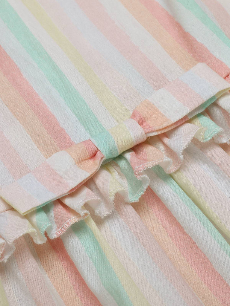 Abito a righe spalline sottili multicolore anni '50