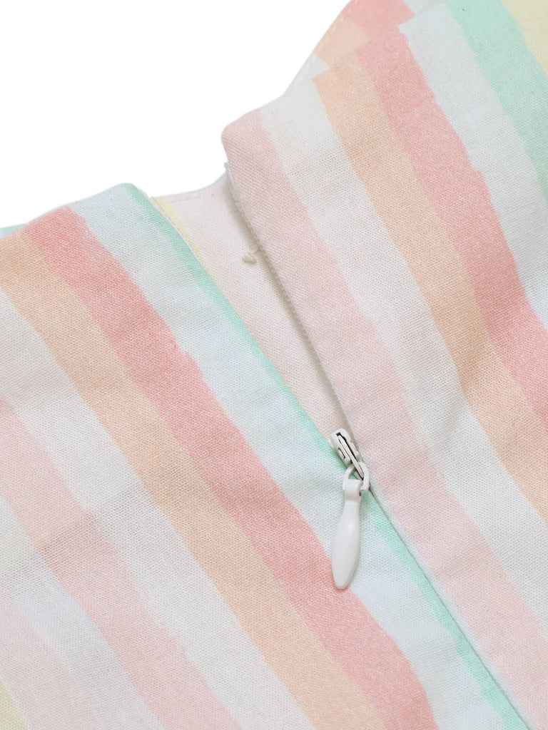 Abito a righe spalline sottili multicolore anni '50