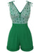 Tuta corta avocado con scollo a V in rete verde anni '50