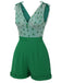 Tuta corta avocado con scollo a V in rete verde anni '50