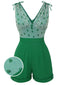Tuta corta avocado con scollo a V in rete verde anni '50