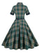 Abito plaid con risvolto verde militare scuro anni '50