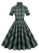 Abito plaid con risvolto verde militare scuro anni '50