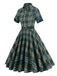 Abito plaid con risvolto verde militare scuro anni '50