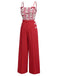 Tuta lunga cupcake e ciliegie con spalline rosso anni '30