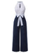 Tuta lunga a pois con scollo all'americana blu anni '40
