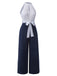 Tuta lunga a pois con scollo all'americana blu anni '40
