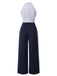 Tuta lunga a pois con scollo all'americana blu anni '40