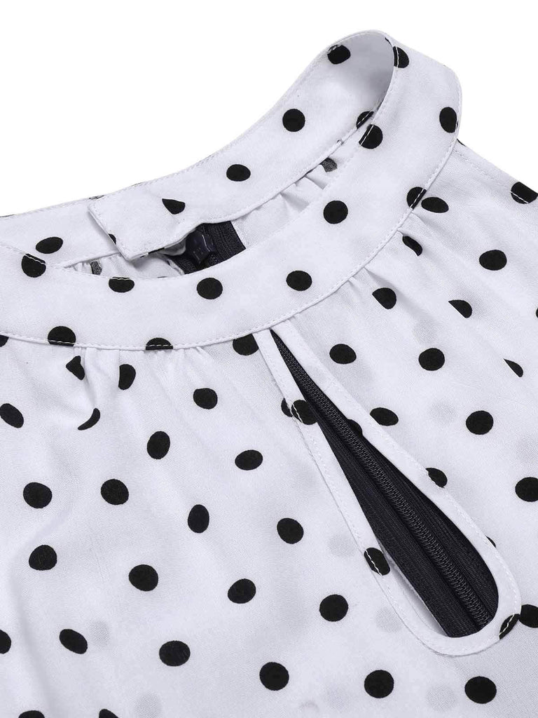Tuta lunga a pois con scollo all'americana blu anni '40