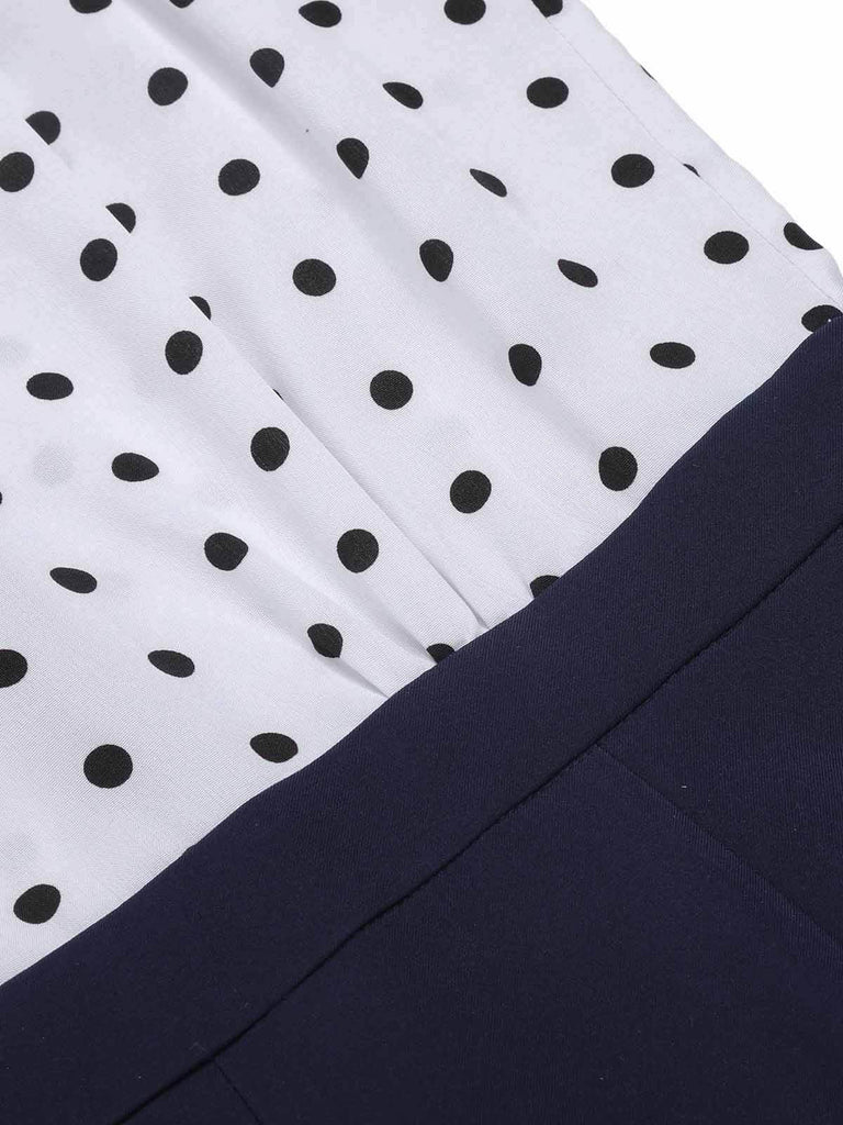 Tuta lunga a pois con scollo all'americana blu anni '40