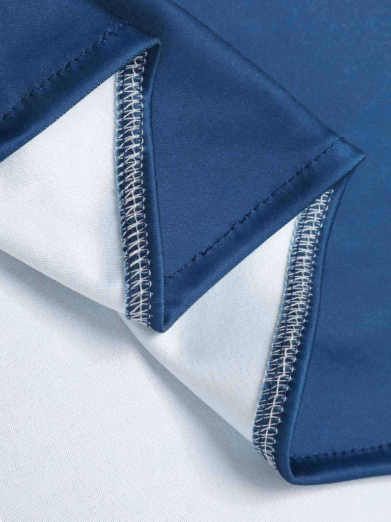 [Prevendita] Abito monospalla spacchi stampa vegetali blu anni '40