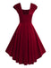 Abito a cuore bottoni scollo quadrato bordeaux anni '50