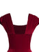 Abito a cuore bottoni scollo quadrato bordeaux anni '50