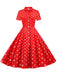 Abito a ruota pois a righe con fiocco anni '50