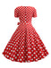 Abito con scollo quadrato fiocco a maniche corte anni '50