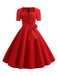 Abito con scollo quadrato fiocco a maniche corte anni '50