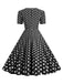 Abito a ruota pois fiocco a cuore nero anni '50
