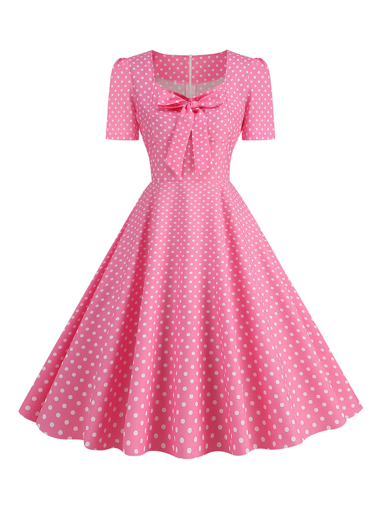 Abito a ruota pois fiocco a cuore nero anni '50