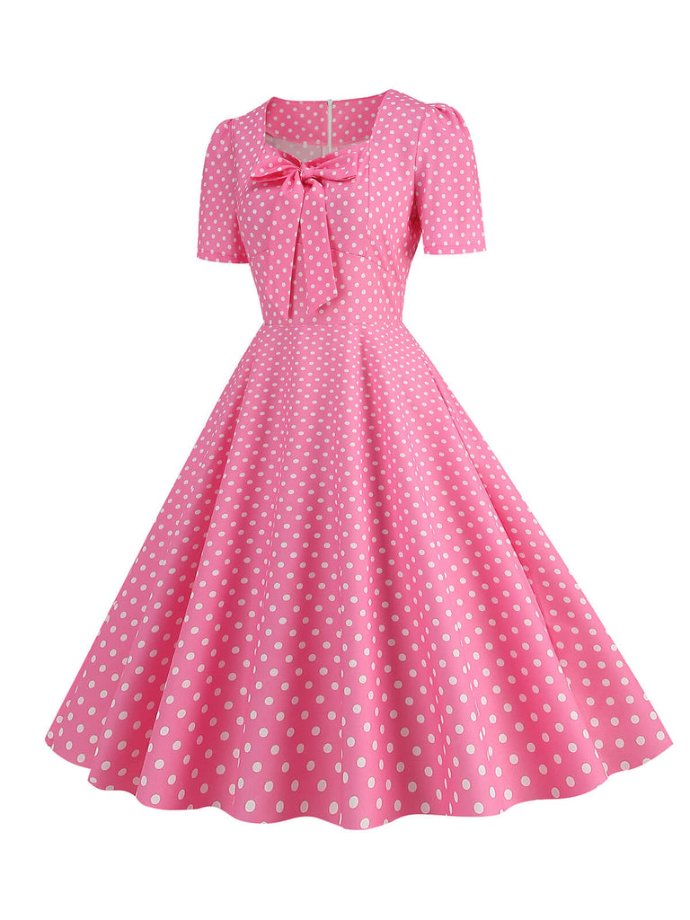 Abito a ruota pois fiocco a cuore nero anni '50