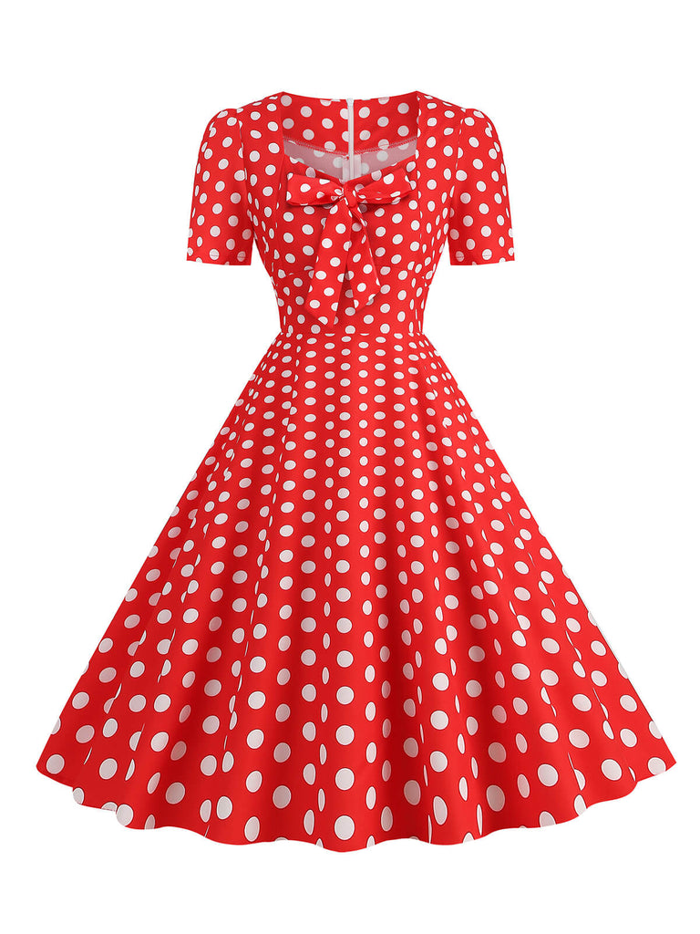 Abito a ruota pois fiocco a cuore nero anni '50