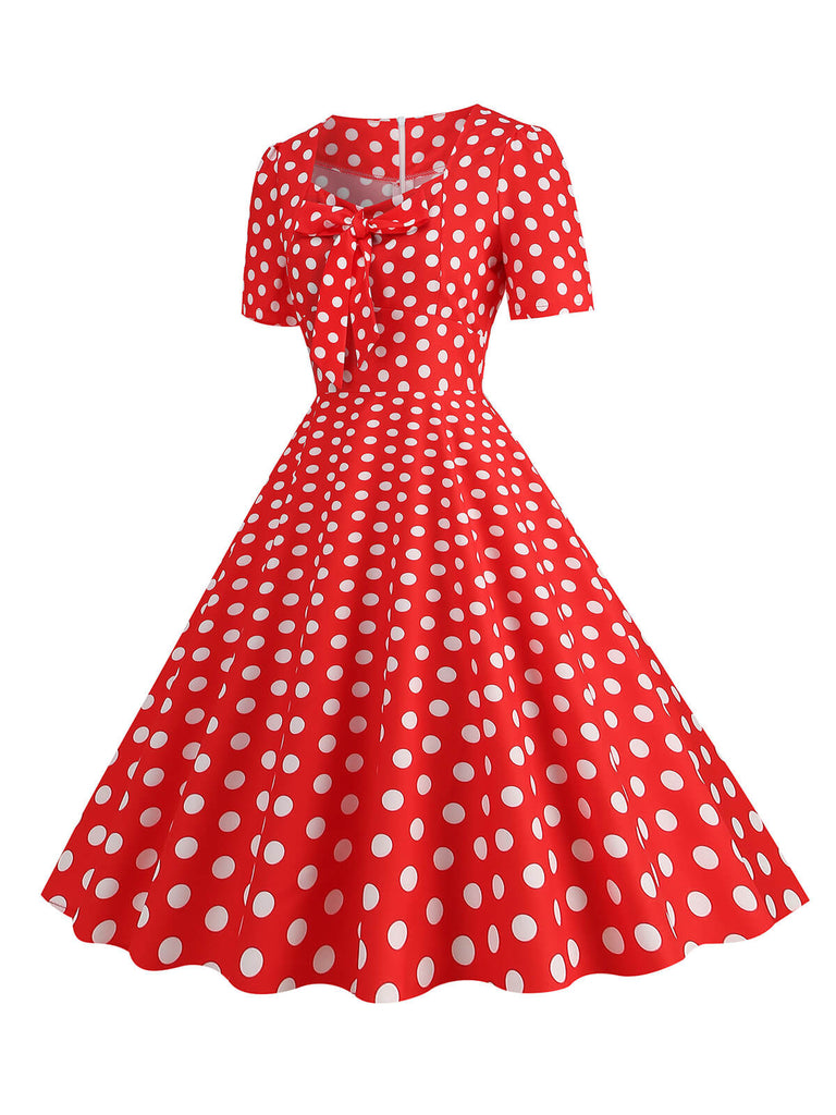 Abito a ruota pois fiocco a cuore nero anni '50