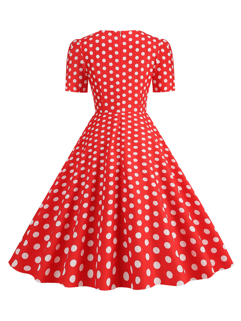 Abito a ruota pois fiocco a cuore nero anni '50