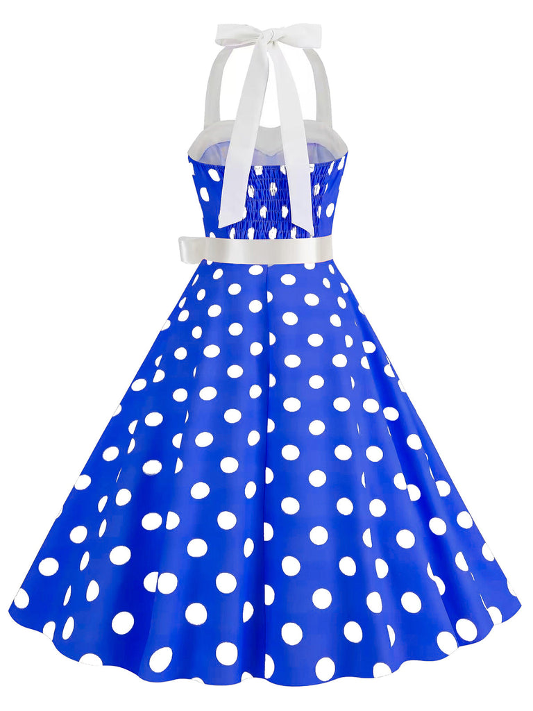 Abito a ruota a pois scollo all'americana anni '50