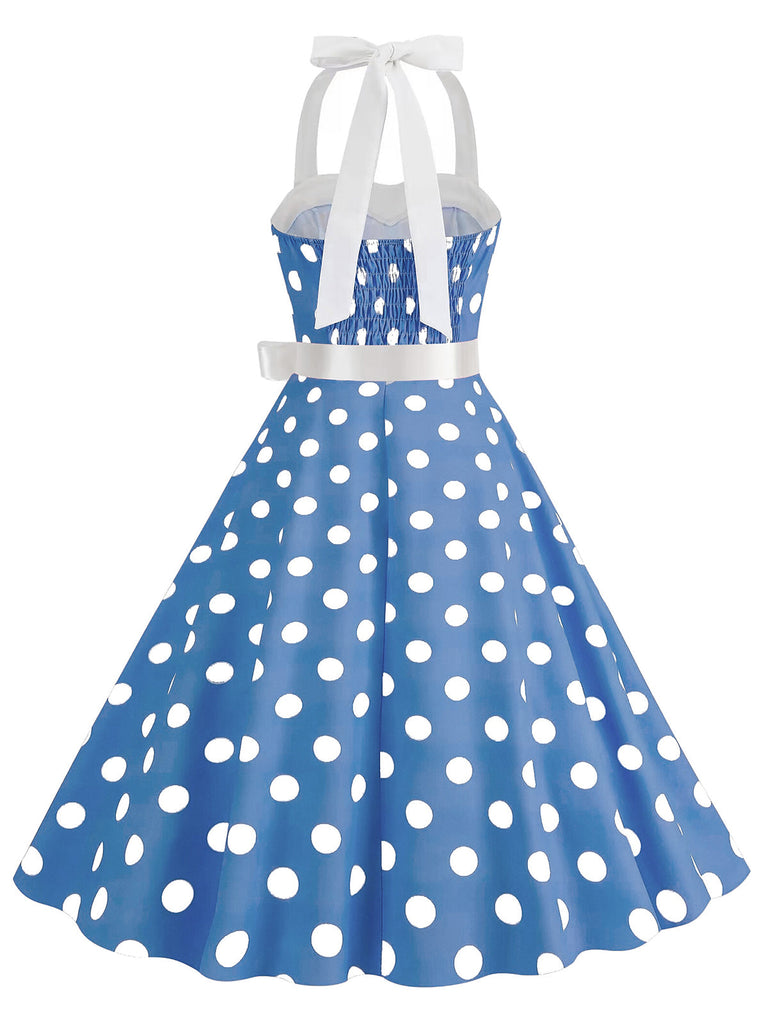 Abito a ruota a pois scollo all'americana anni '50