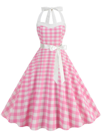 Abito a ruota a pois scollo all'americana anni '50