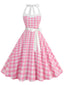 Abito a ruota a pois scollo all'americana anni '50