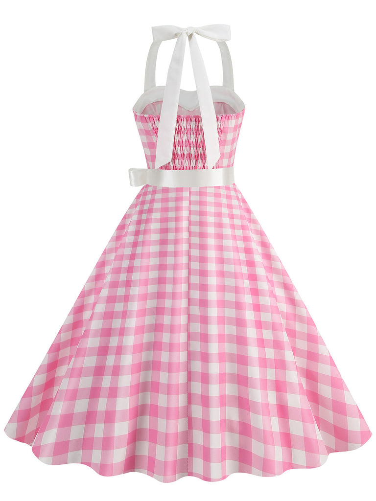 Abito a ruota a pois scollo all'americana anni '50