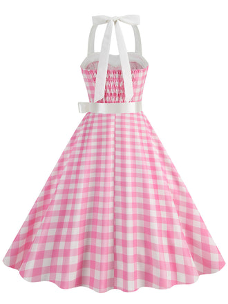 Abito a ruota a pois scollo all'americana anni '50